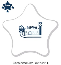 Railway station vector icon.