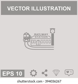 Railway station vector icon.