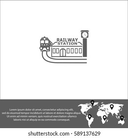 Railway station vector  icon.