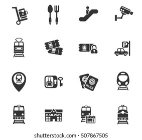 railway station web icons for user interface design