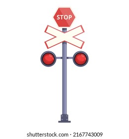 Railway stop level icon cartoon vector. Railroad traffic. Barrier signal