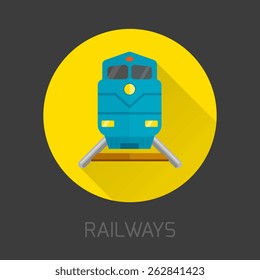 Railway and subway train flat icon isolated on dark background vector illustration