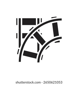Railway Switch Track Filled Icon Vector Illustration