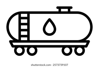 Railway tank icon for liquid transportation. Editable stroke.