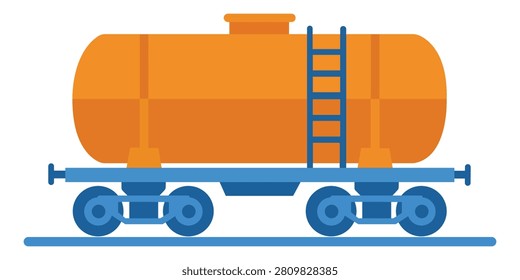 Railway tank wagon illustration representing fuel transportation, petroleum logistics, industrial cargo delivery, energy infrastructure, freight operations, rail transport systems, and commercial transportation design applications.
