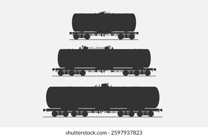 Railway tanks for transportation of petroleum products. Vector illustration. Sketch for creativity.
