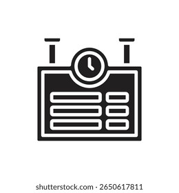 Railway Timetable Filled Icon Vector Illustration