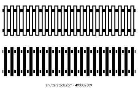 Railway track with 2 version. Subway, tram tracks. Public transport, commuting transportation, freight concepts. Train track shapes.
