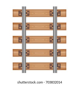 Railway track detailed road wood old style isolated top view rails. Seamless Vector illustration symbol for web site or print design or button.