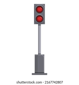 Railway track icon cartoon vector. Rail road. Traffic signal