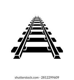 Railway Track icon featuring parallel railroad rails and sleepers. Perfect for transportation projects, railway infrastructure, train systems, logistics, travel maps, engineering illustrations, and transportation-related branding.