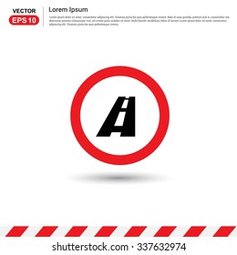 Railway Track Icon. Red Circle Traffic sign icon. Vector Safety Sign Icon