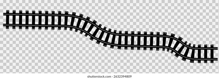 Railway Track Icon Set Vector Design on White Background. Railway Line, Rails Symbol, Train Tracks Sign, Railroad Pictogram, Railroad elements set, Railroads curved straight, traffic sign,seps10, 1111