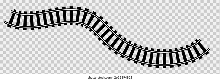Railway Track Icon Set Vector Design on White Background. Railway Line, Rails Symbol, Train Tracks Sign, Railroad Pictogram, Railroad elements set, Railroads curved straight, traffic sign,seps10, 1111
