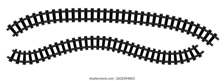 Railway Track Icon Set Vector Design on White Background. Railway Line, Rails Symbol, Train Tracks Sign, Railroad Pictogram, Railroad elements set, Railroads curved straight, traffic sign,seps10, 1111