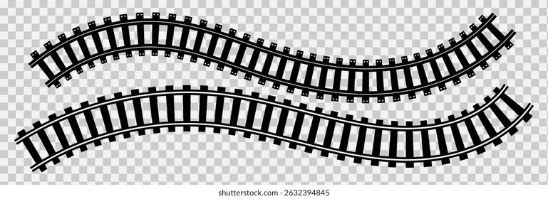 Railway Track Icon Set Vector Design on White Background. Railway Line, Rails Symbol, Train Tracks Sign, Railroad Pictogram, Railroad elements set, Railroads curved straight, traffic sign,seps10, 1111