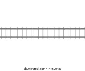 Railway track. Isolated on white background. 3d Vector outline illustration.Top view.