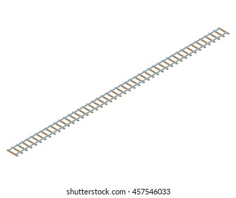 Railway track. Isolated on white background. 3d Vector illustration. 3d isometric style.