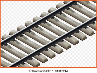 railway track isometric. railroad vector 3d illustration. rail path isolated on white background