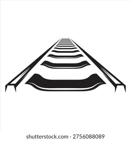 Railway Track Perspective Silhouette Illustration Train Rail Path Design