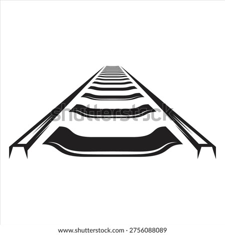 Railway Track Perspective Silhouette Illustration Train Rail Path Design