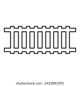 Railway track railroad path rail train subway metro tram transportation concept contour outline line icon black color vector illustration image thin flat style