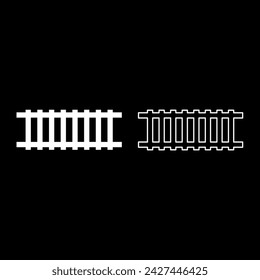 Railway track railroad path rail train subway metro tram transportation concept set icon white color vector illustration image solid fill outline contour line thin flat style