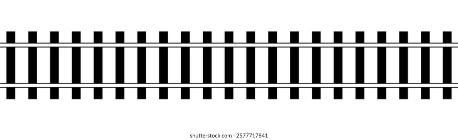 railway track silhouette, black and white illustration of railroad tracks, seamless repeatable shape pattern texture