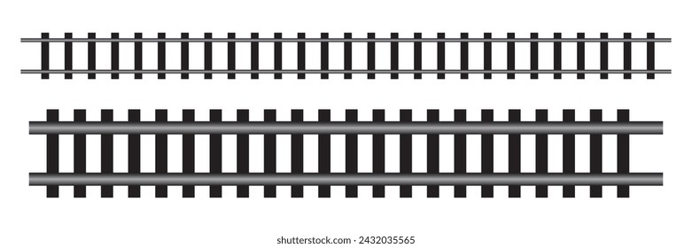 Silueta de vía ferroviaria. Símbolo de carril, señal de vías de tren, pictograma de ferrocarril, línea de ferrocarril, vías de tren.  Línea de valla. Ilustración vectorial de valla y vía férrea.