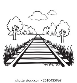 Railway Track Silhouette, Train Tracks Sign,