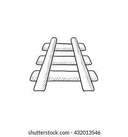 Icono de esbozo vectorial de vía férrea aislado en segundo plano. Icono de pista de ferrocarril dibujado a mano. Icono de boceto ferroviario para infografía, sitio web o aplicación.