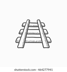 Icono de esbozo vectorial de vía férrea aislado en segundo plano. Icono de pista de ferrocarril dibujado a mano. Icono de boceto ferroviario para infografía, sitio web o aplicación.