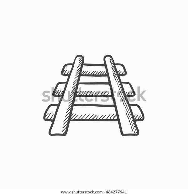 Railway track vector sketch icon isolated on\
background. Hand drawn Railway track icon. Railway track sketch\
icon for infographic, website or\
app.