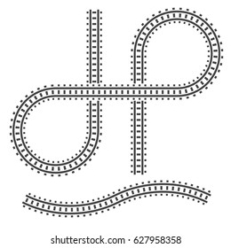 Railway tracks construction elements. Vector sign symbol. Isolated on white background.