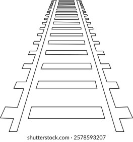 Railway tracks and switches or turnouts of the main railway station, Straight and curved railway train track icons. Top view railroad train paths. on transparent background, used for railway lines,