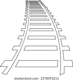 Railway tracks and switches or turnouts of the main railway station, Straight and curved railway train track icons. Top view railroad train paths. on transparent background, used for railway lines,