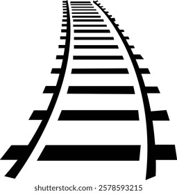 Railway tracks and switches or turnouts of the main railway station, Straight and curved railway train track icons. Top view railroad train paths. on transparent background, used for railway lines,