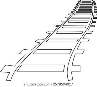 Railway tracks and switches or turnouts of the main railway station, Straight and curved railway train track icons. Top view railroad train paths. on transparent background, used for railway lines,