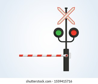 Railway Traffic light, barrier. Simple vector modern design illustration.