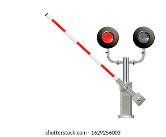 Railway Traffic light, barrier. Simple vector modern design illustration.