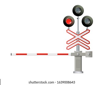 Railway Traffic light, barrier. Simple vector modern design illustration.