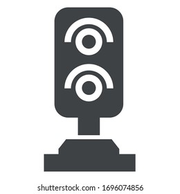 
railway traffic light black icon on white background