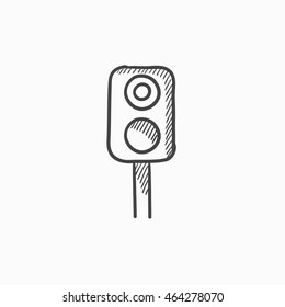 Railway traffic light vector sketch icon isolated on background. Hand drawn Railway traffic light icon. Railway traffic light sketch icon for infographic, website or app.