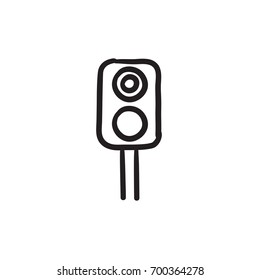 Railway traffic light vector sketch icon isolated on background. Hand drawn Railway traffic light icon. Railway traffic light sketch icon for infographic, website or app.