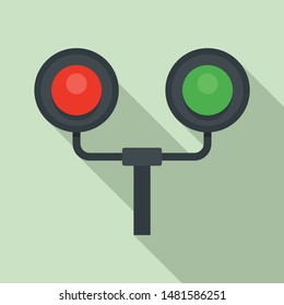Railway traffic lights icon. Flat illustration of railway traffic lights vector icon for web design