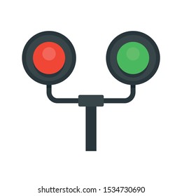 Railway traffic lights icon. Flat illustration of railway traffic lights vector icon for web design