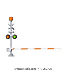 Railway Traffic Signal Color Vector Photo Realistic Illustration Isolated On White