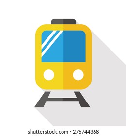 Railway Train Flat Icon With Long Shadow