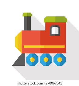 Railway Train flat icon with long shadow