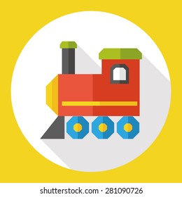 Railway Train flat icon with long shadow
